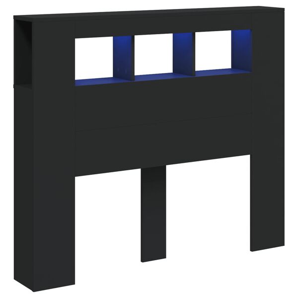 vidaXL LED posteljno vzglavje črno 120x18,5x103,5 cm inženirski les