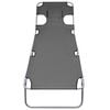 vidaXL Zložljiv ležalnik z blazino in prilagodljivim naslonjalom siv