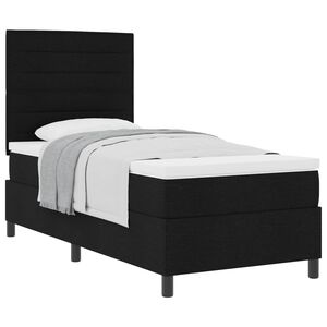 vidaXL Postelja z vzmetnico z vzmetnico Črna 80 x 200 cm blago