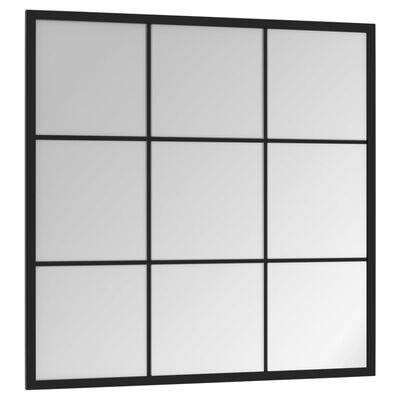 vidaXL Stensko ogledalo črno 60x60 cm kovinsko