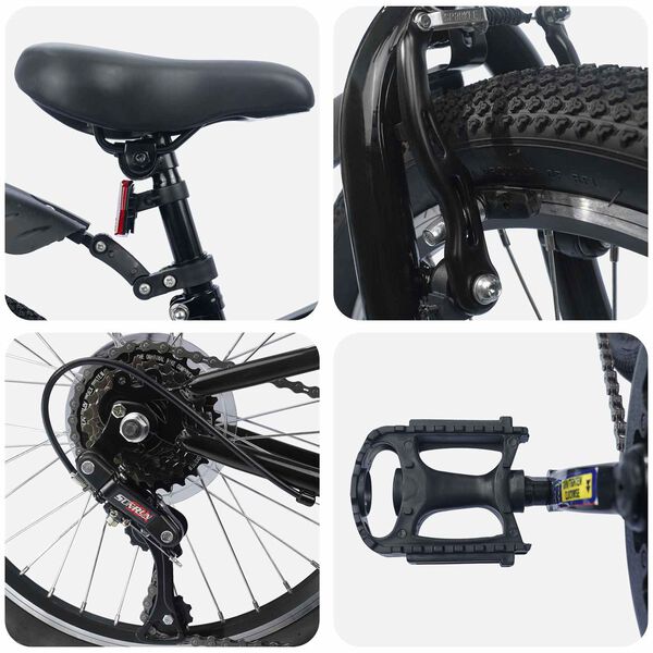 vidaXL Otro&scaron;ko Kolo 24 Palcev 6-Speed priporočeno za 8-12 let Črna