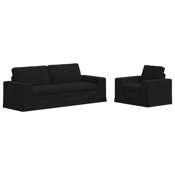 vidaXL Kavč 2 pcs Črna 182 x 80 x 82 cm blago