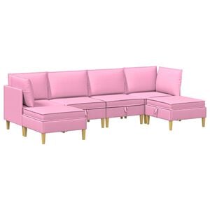 vidaXL Modularni kavč s shranjevanjem 6 pcs Roza Blago