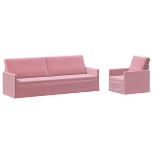 vidaXL Kavčna garnitura 2 pcs Roza Žamet