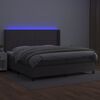 vidaXL Box spring postelja z vzmetnico LED siva 200x200cm umetno usnje