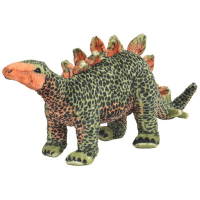 vidaXL Stoječi plišasti dinozaver stegozaver zelen in oranžen XXL