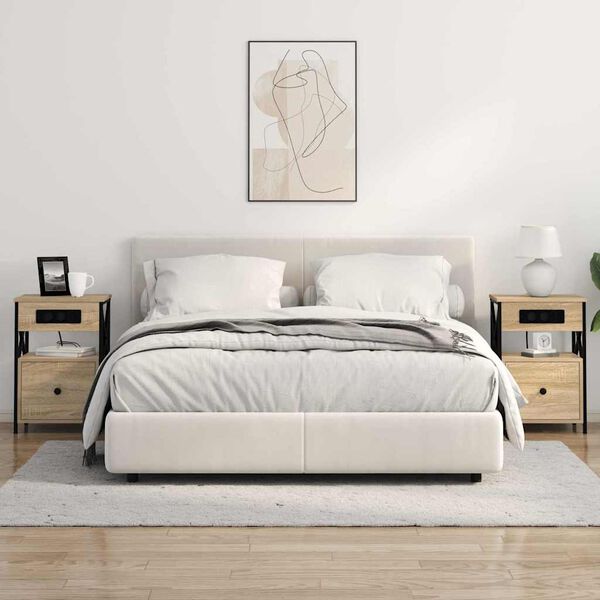 vidaXL Nočna omarica Sonoma hrast 40 x 31 x 60 cm Konstruiran les