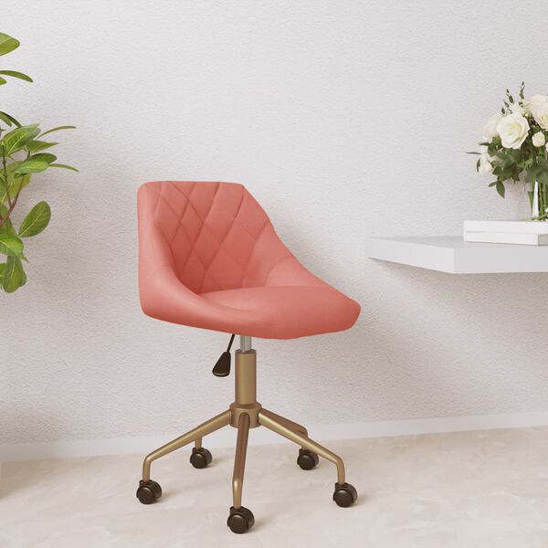 vidaXL Vrtljiv jedilni stol roza žamet