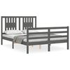 vidaXL Posteljni okvir z vzglavjem siv 140x200 cm trden les