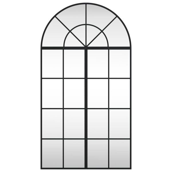 vidaXL Stensko ogledalo črno 60x110 cm obokano železo