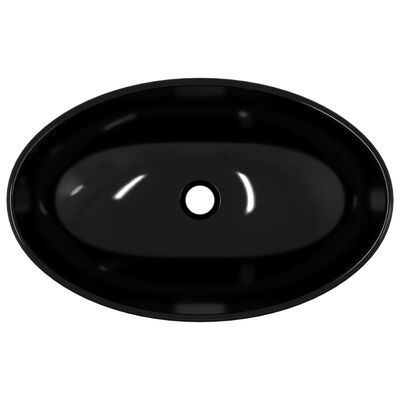 vidaXL Umivalnik kaljeno steklo 54,5x35x15,5 cm črne barve