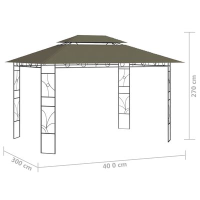 vidaXL Paviljon 4x3x2,7 m taupe 160 g/m²