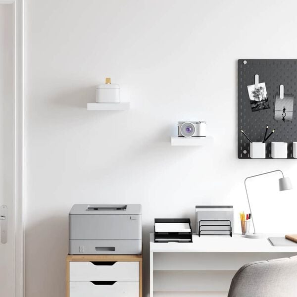 vidaXL Stenske police 2 kosa bele 23x23,5x3,8 cm MDF