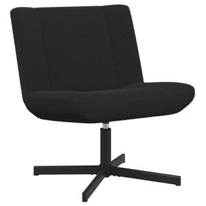 vidaXL Vrtljiv stol Črna 63 x 75 x 76 cm Ovčja koža