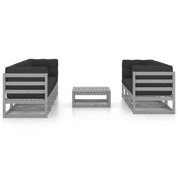 vidaXL Vrtna sedežna garnitura 8-delna z blazinami trdna borovina