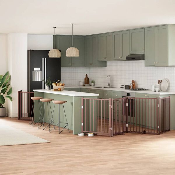 vidaXL Ograda za pse z vrati zložljiva 10 panelov rjava 800 cm les