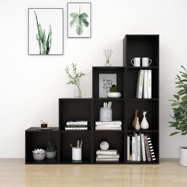 vidaXL Komplet TV omaric 4-delni črna iverna plo&scaron;ča