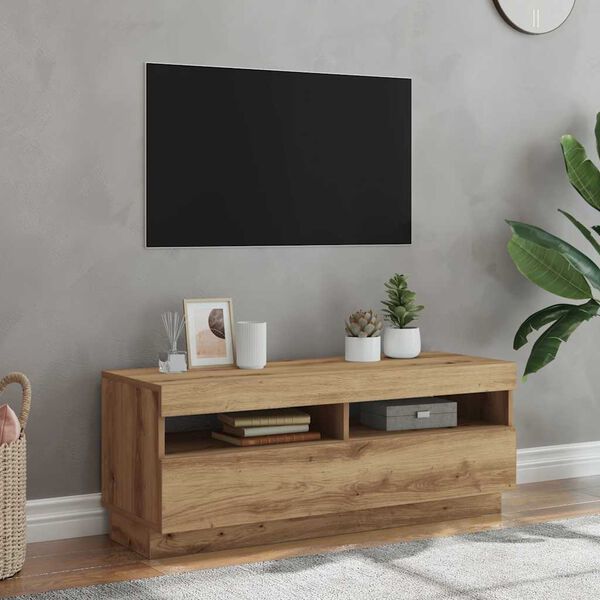 vidaXL TV omarica z LED artisan hrast 100x35x40 cm inženirski les