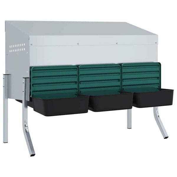 vidaXL Gnezdi&scaron;če za pi&scaron;čance s 3 predelki in nogami iz pocinkanega jekla