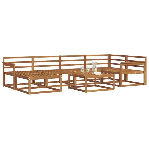 vidaXL Zunanja garnitura za sedenje 7 pcs Naravna Masiven les akacije