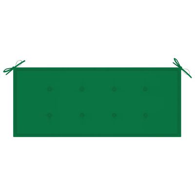 vidaXL Klop Batavia z zeleno blazino 120 cm trdna tikovina