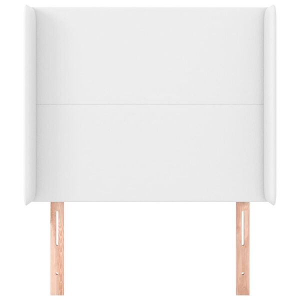 vidaXL Vzglavje z u&scaron;esi belo 103x16x118/128 cm umetno usnje