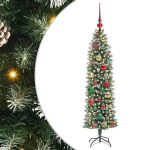 vidaXL Umetno vitko božično drevo Zelena in Bela 120 cm