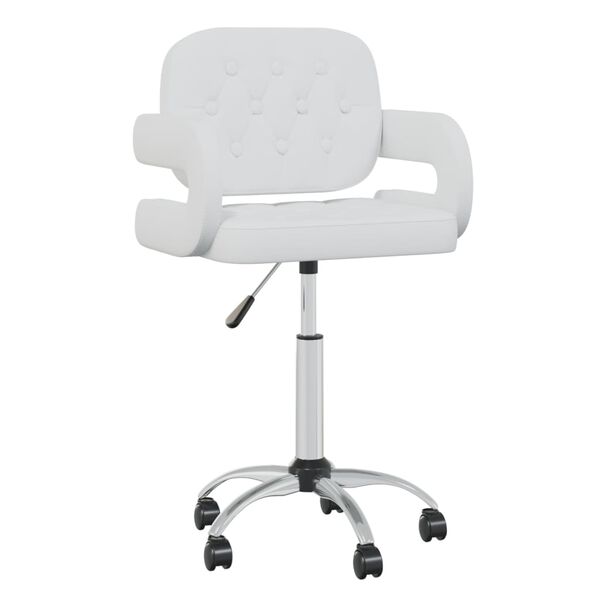 vidaXL Vrtljiv jedilni stol belo umetno usnje