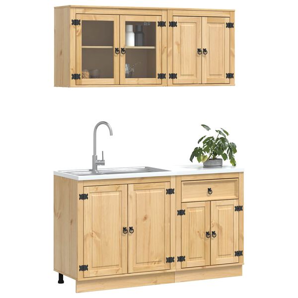 vidaXL Za omarice s polico SKI 4 pcs Medeno Rjava Masivno borovo les