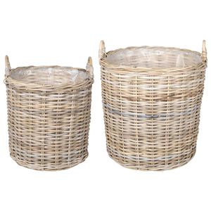 vidaXL Ko&scaron;ara za rože s shranjevanjem 2 pcs Siva Lacak ratan