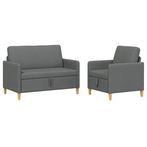 vidaXL Sofa set z shrambo 2 kos Temno siva Poliester