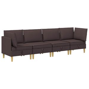 vidaXL Modularni kavč s shranjevanjem 4 pcs Temno rjava Blago