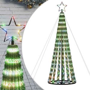 vidaXL LED božično drevo 275 LED barvita 180 cm