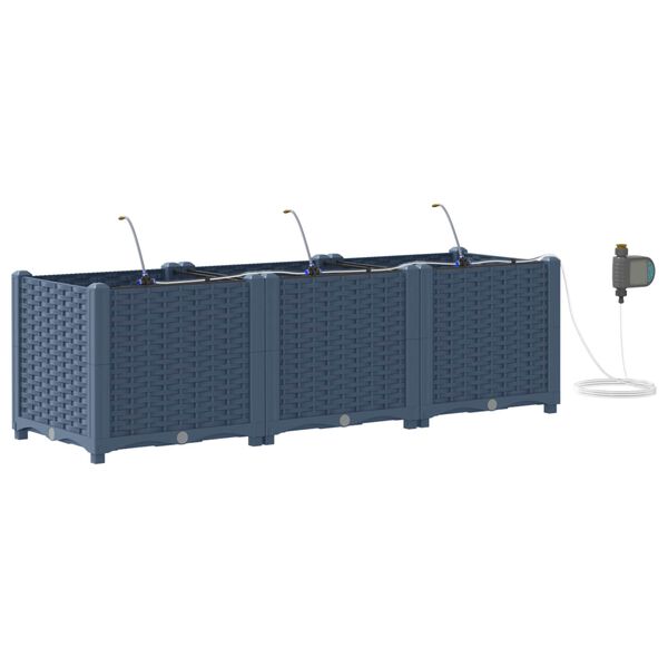 vidaXL Vrtni lonček 3 pcs Siva 120 x 40 x 37,5 cm Plastika