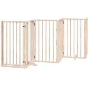 vidaXL Pasja vrata z vrati, zložljiva, 6 panelov, 300 cm, topolov les