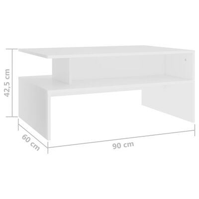 vidaXL Klubska mizica bela 90x60x42,5 cm iverna plošča