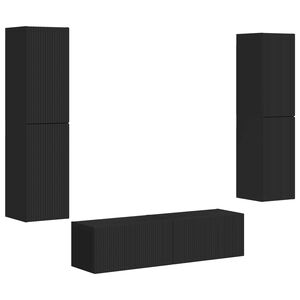 vidaXL Komplet TV omaric 6 pcs Črna Konstruiran les