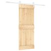 vidaXL Drsna vrata Naravna in bela 80 x 210 cm Masiven borov les