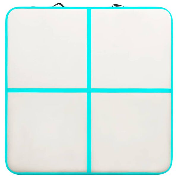 vidaXL Napihljiva gimnastična podloga s tlačilko 200x200x20 cm zelena