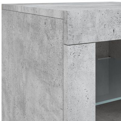 vidaXL Stranska omarica z LED lučkami betonsko siva inženirski les