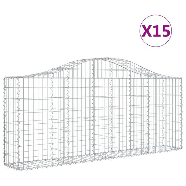 vidaXL Obokane gabion ko&scaron;are 15 kosov 200x30x80/100 cm cinkano železo
