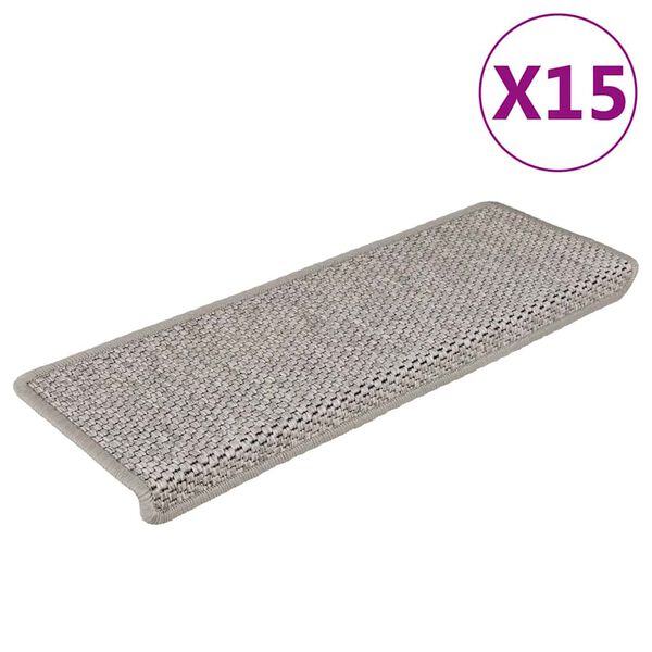 vidaXL Samolepilne preproge za stopnice sisal 15 kosov 65x21x4 cm
