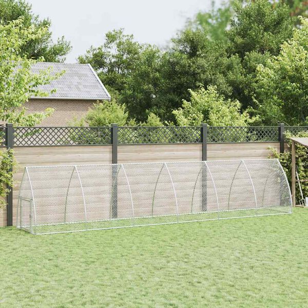 vidaXL Kokošnjak srebrn 600x105x120 cm pocinkano jeklo