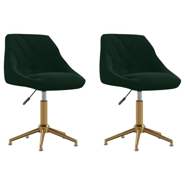 vidaXL Vrtljiv jedilni stol 2 kosa temno zelen žamet