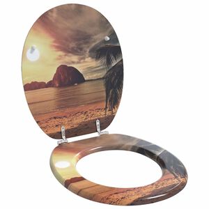 vidaXL Toaletni pokrov s tiho zaporo Oranžna 44 x 38 cm MDF plo&scaron;ča