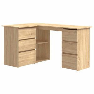 vidaXL Kotna pisalna miza sonoma hrast 145x100x76 cm iverna plo&scaron;ča
