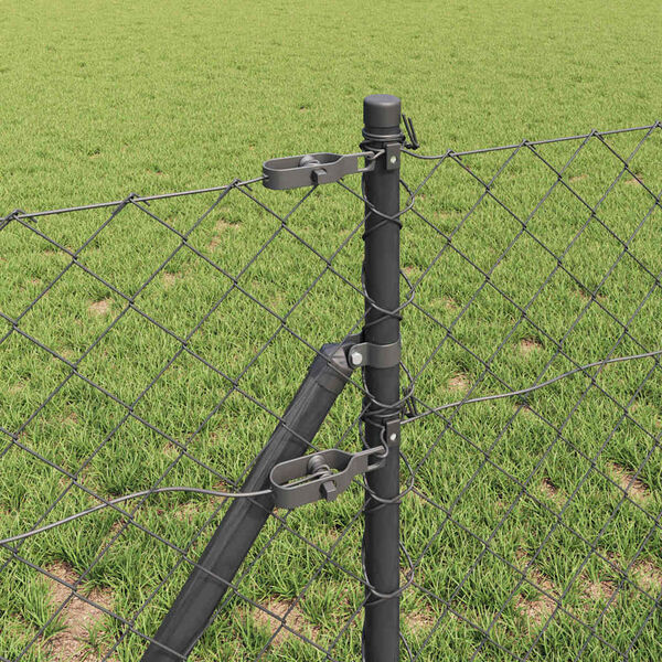 vidaXL Steber ograje. Siva 25 x 0,6 m (60 x 60 mm mreža) Jeklo in PVC