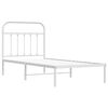 vidaXL Kovinski posteljni okvir z vzglavjem bel 90x200 cm