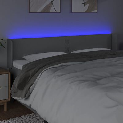 vidaXL LED posteljno vzglavje svetlo sivo 163x16x78/88 cm blago