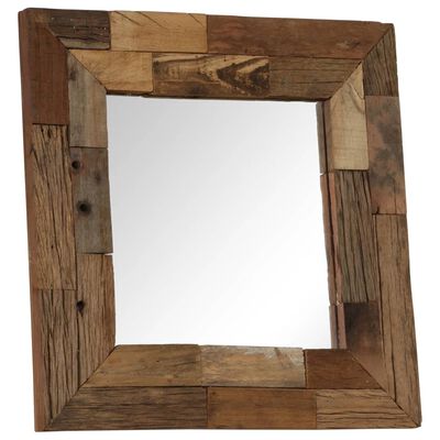 vidaXL Ogledalo iz trdnega predelanega lesa 50x50 cm